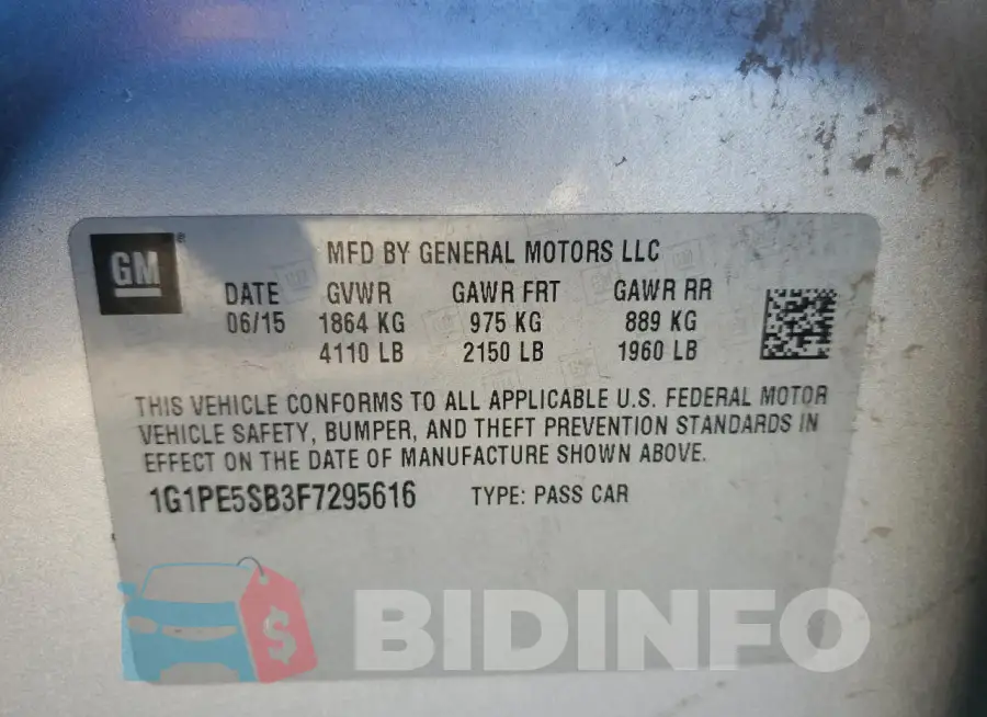 1G1PE5SB3F7295616 Photo# 12