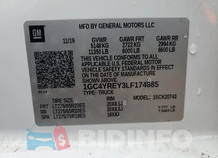 1GC4YREY3LF174885 Photo# 12