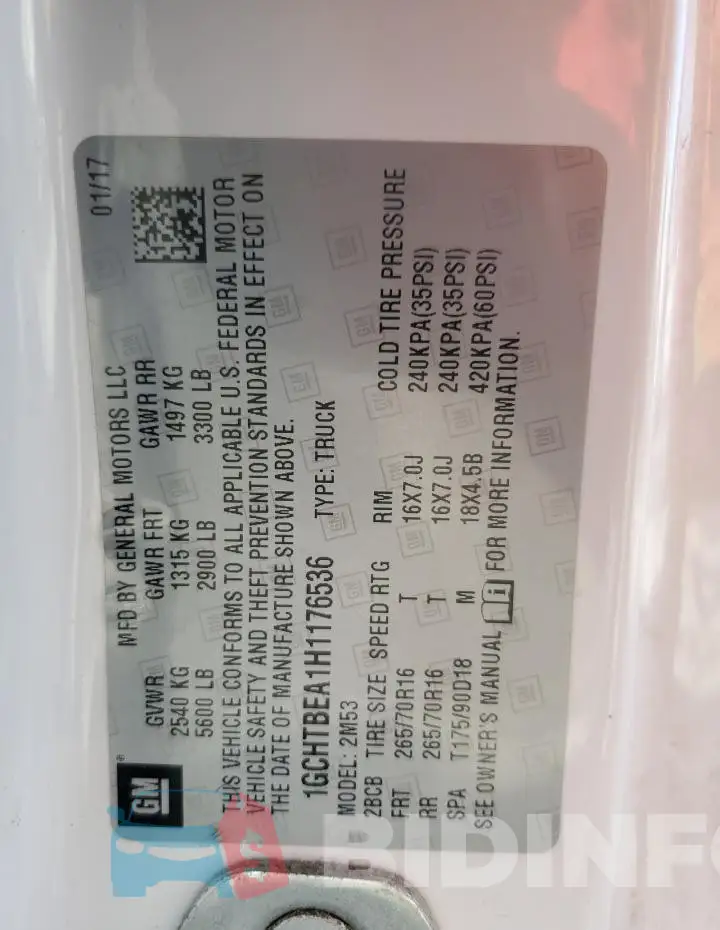 1GCHTBEA1H1176536 Photo# 12