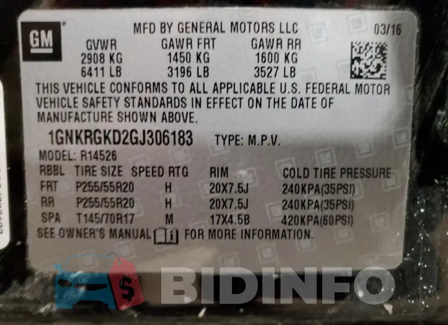 1GNKRGKD2GJ306183 Photo# 13