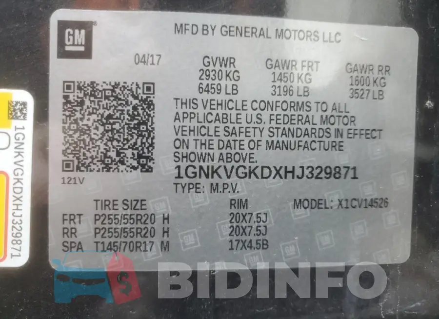 1GNKVGKDXHJ329871 Photo# 13