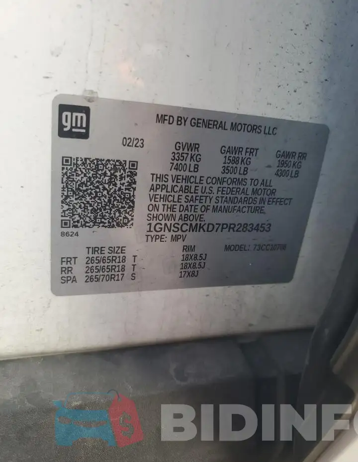 1GNSCMKD7PR283453 Photo# 13