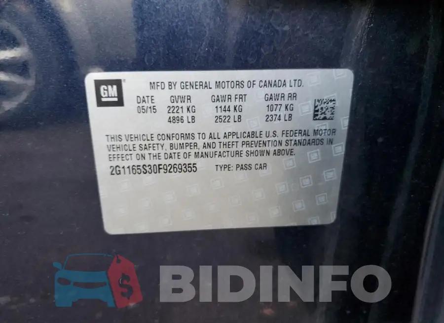 2G1165S30F9269355 Photo# 12