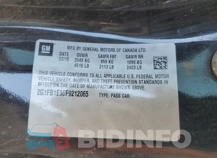 2G1FB1E36F9212065 Photo# 12