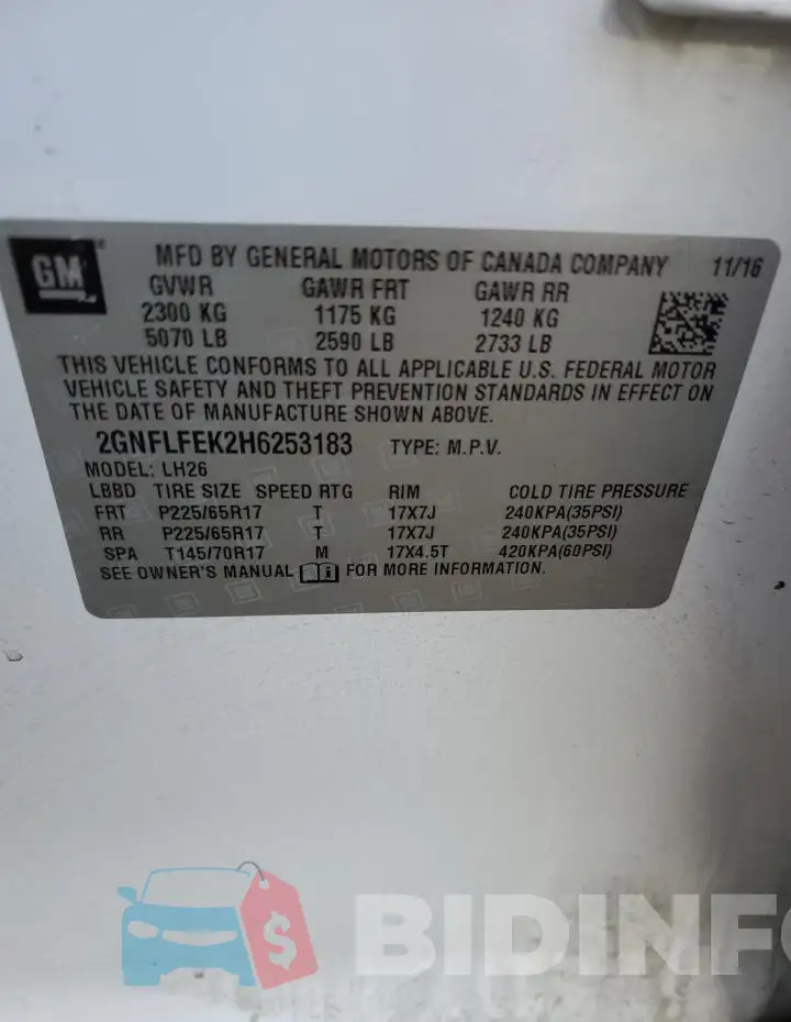 2GNFLFEK2H6253183 Photo# 12