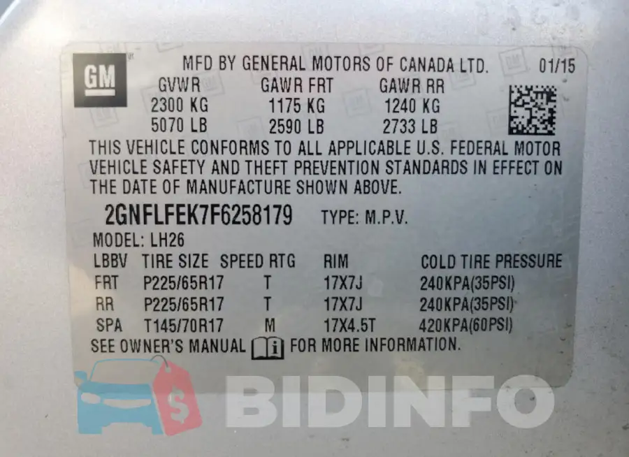 2GNFLFEK7F6258179 Photo# 14