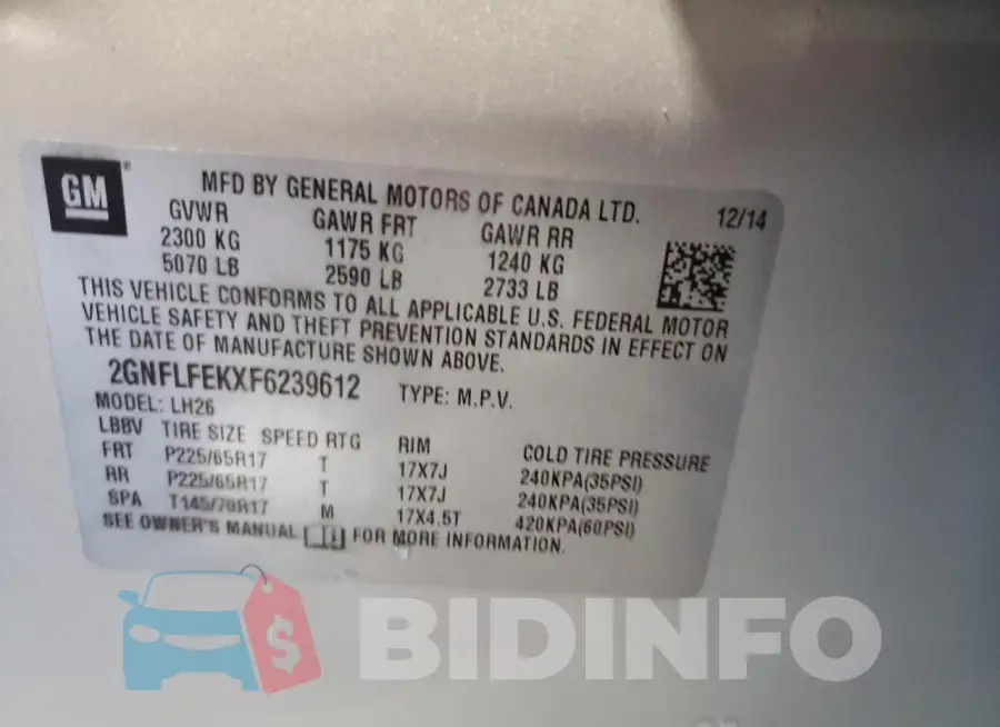 2GNFLFEKXF6239612 Photo# 12