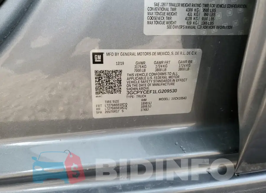 3GCPYCEF1LG209530 Photo# 12