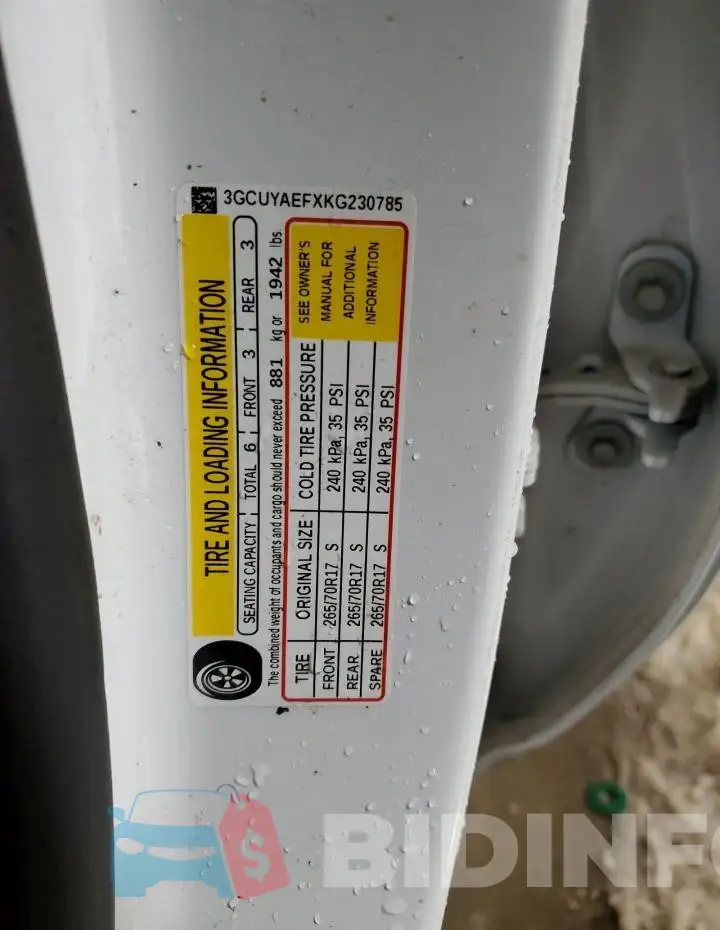 3GCUYAEFXKG230785 Photo# 12
