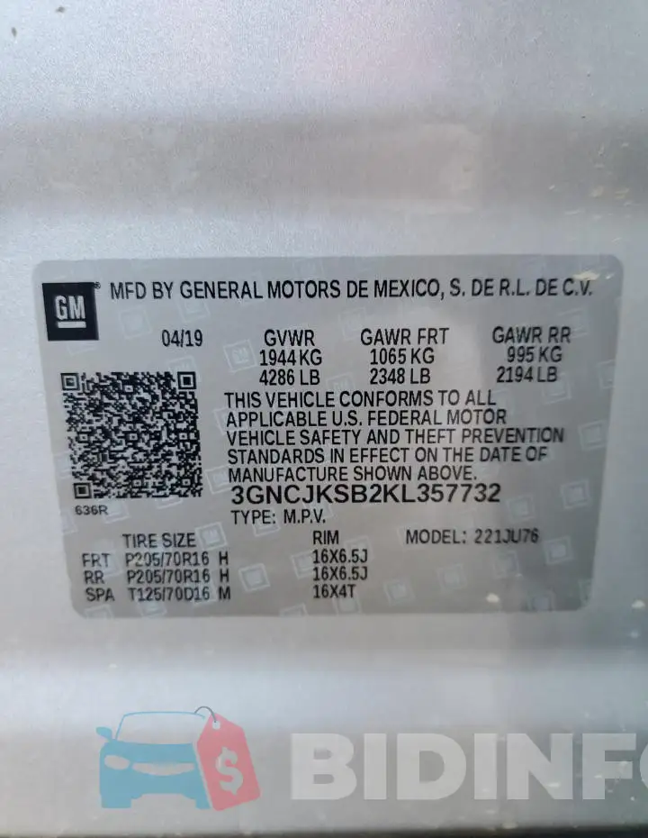3GNCJKSB2KL357732 Photo# 14