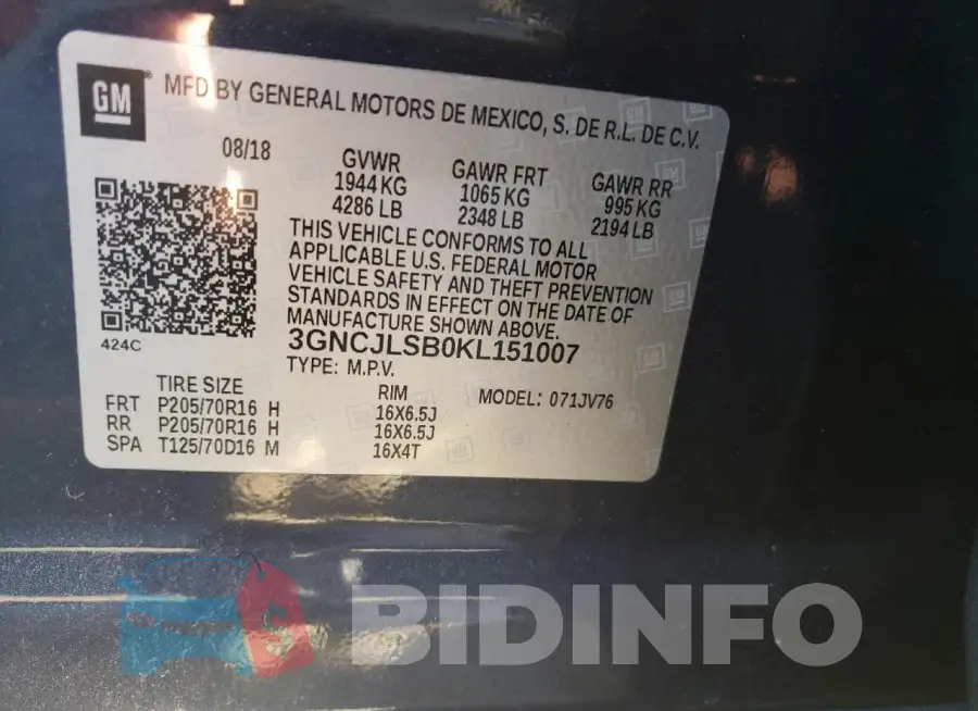 3GNCJLSB0KL151007 Photo# 13
