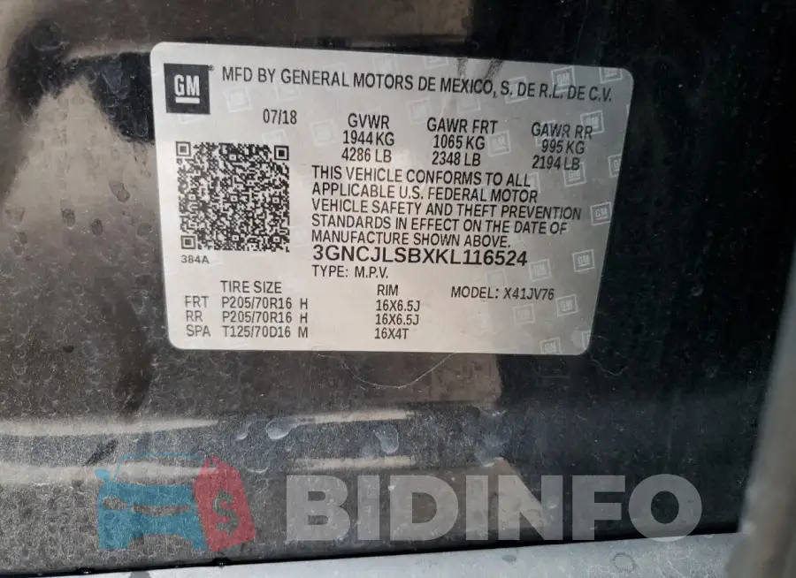 3GNCJLSBXKL116524 Photo# 13