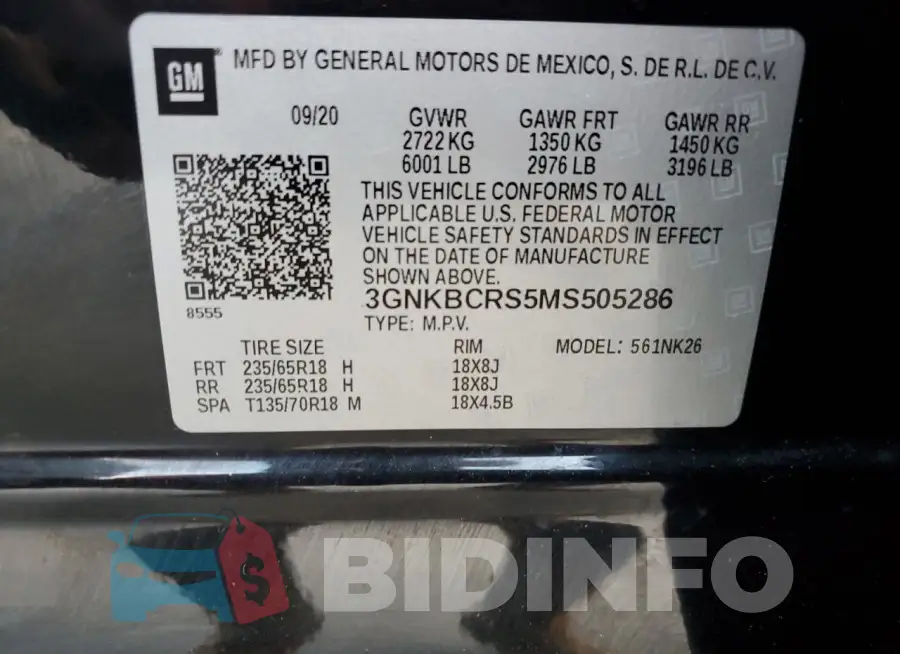 3GNKBCRS5MS505286 Photo# 13