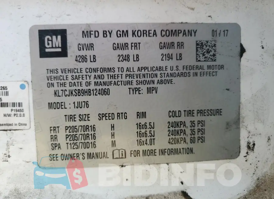 KL7CJKSB9HB124060 Photo# 14