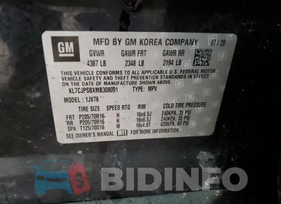 KL7CJPSBXMB308091 Photo# 13