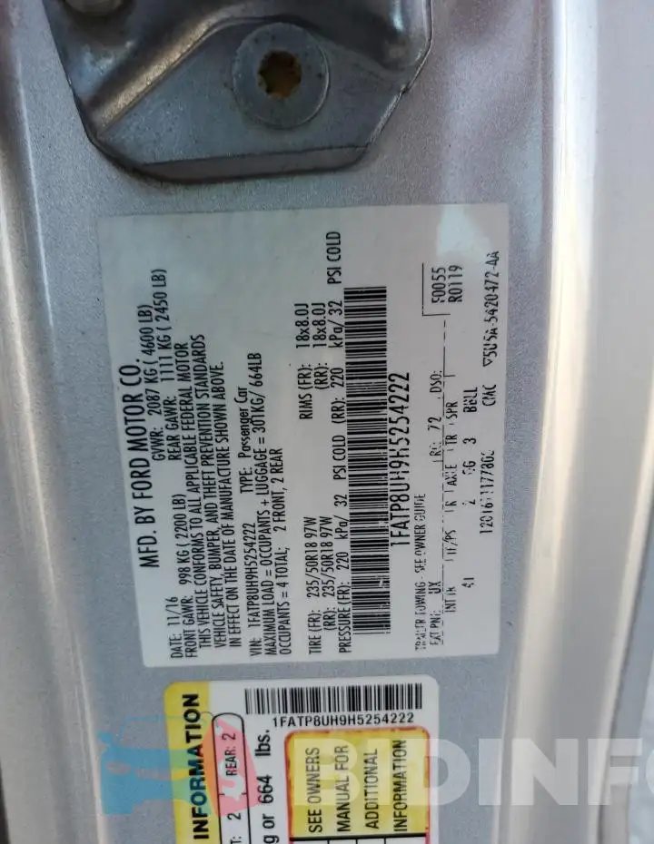 1FATP8UH9H5254222 Photo# 12