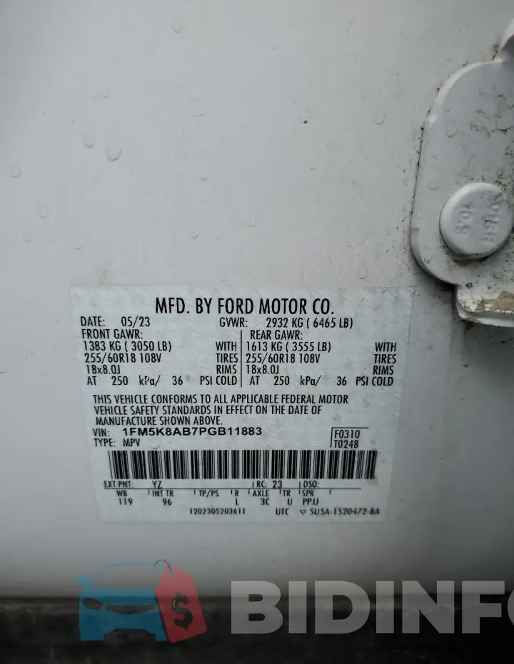 1FM5K8AB7PGB11883 Photo# 13