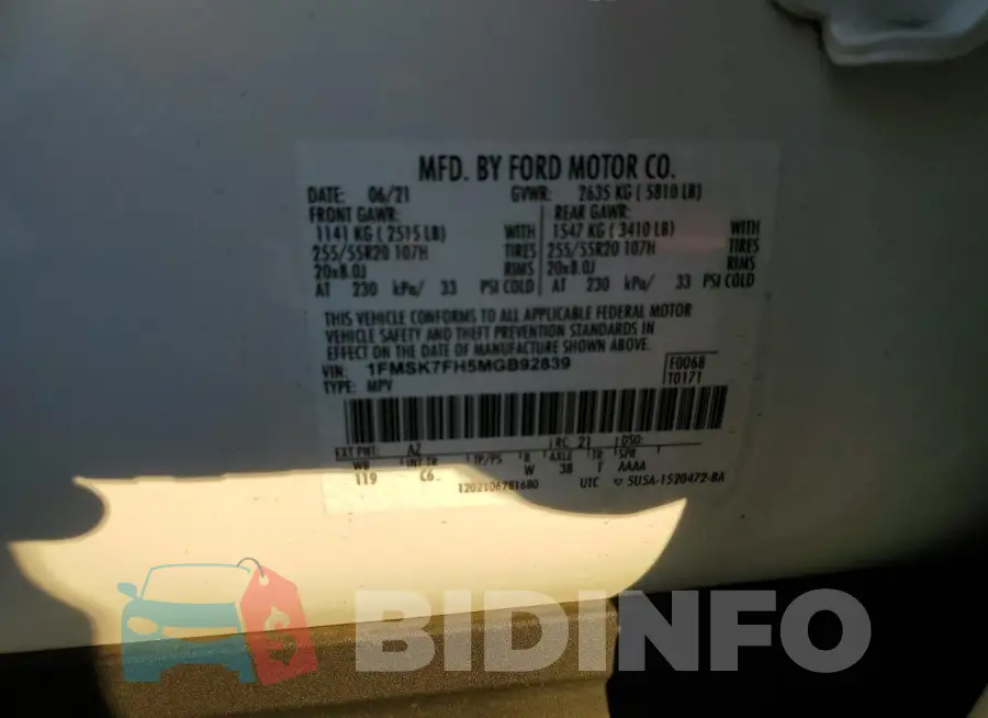 1FMSK7FH5MGB92839 Photo# 13