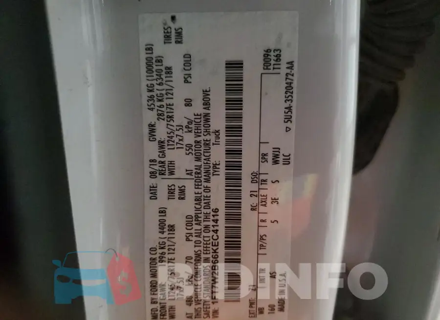 1FT7W2B66KEC41416 Photo# 12