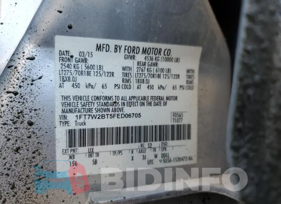 1FT7W2BT5FED06705 Photo# 12