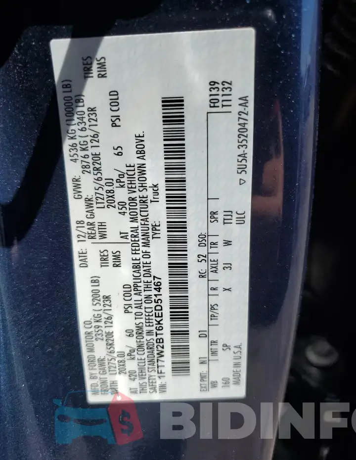 1FT7W2BT6KED51467 Photo# 12