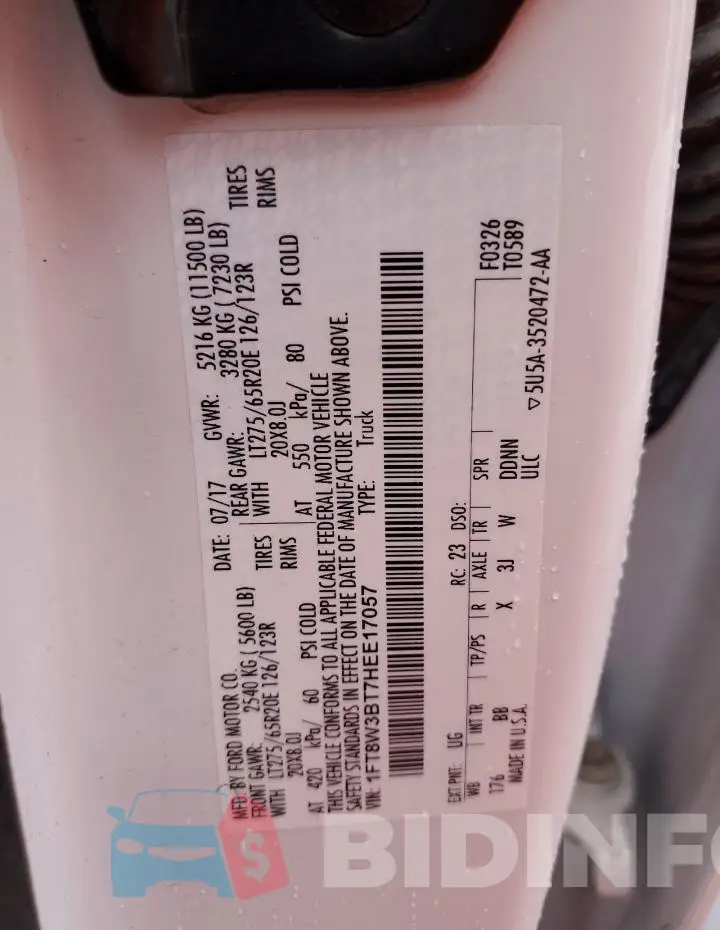 1FT8W3BT7HEE17057 Photo# 13