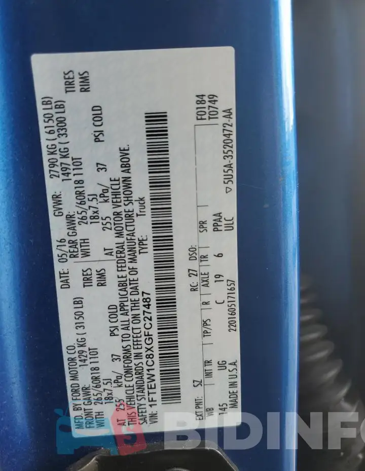 1FTEW1C8XGFC27487 Photo# 12