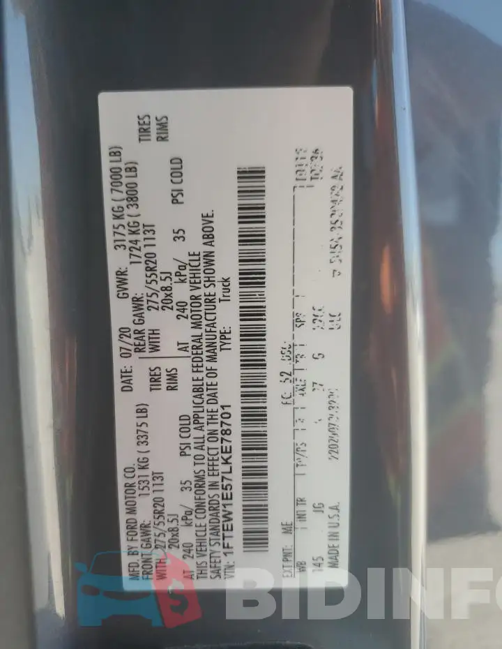 1FTEW1E57LKE78701 Photo# 12