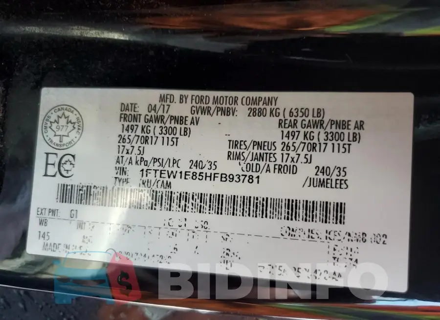 1FTEW1E85HFB93781 Photo# 12