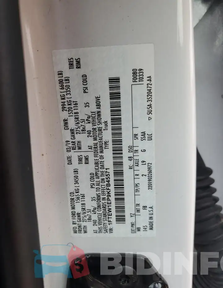 1FTEW1EP9KFB45571 Photo# 12