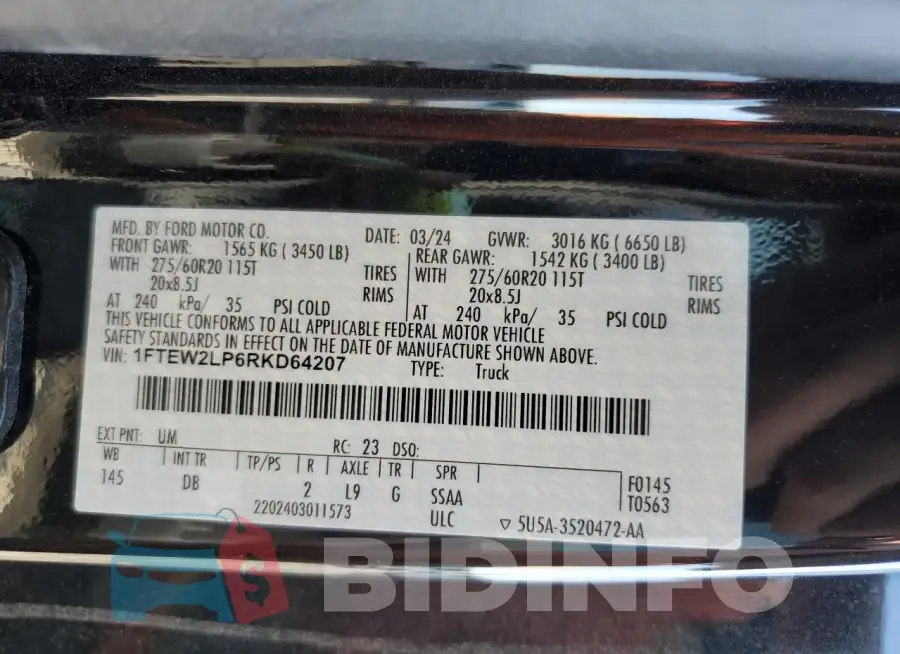 1FTEW2LP6RKD64207 Photo# 14