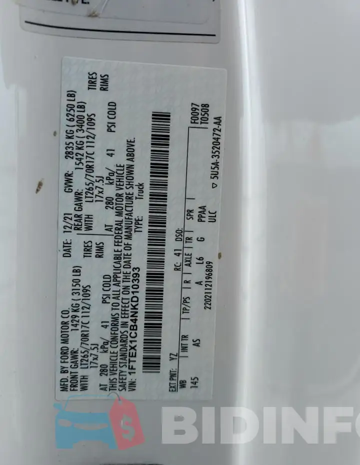 1FTEX1CB4NKD10393 Photo# 12