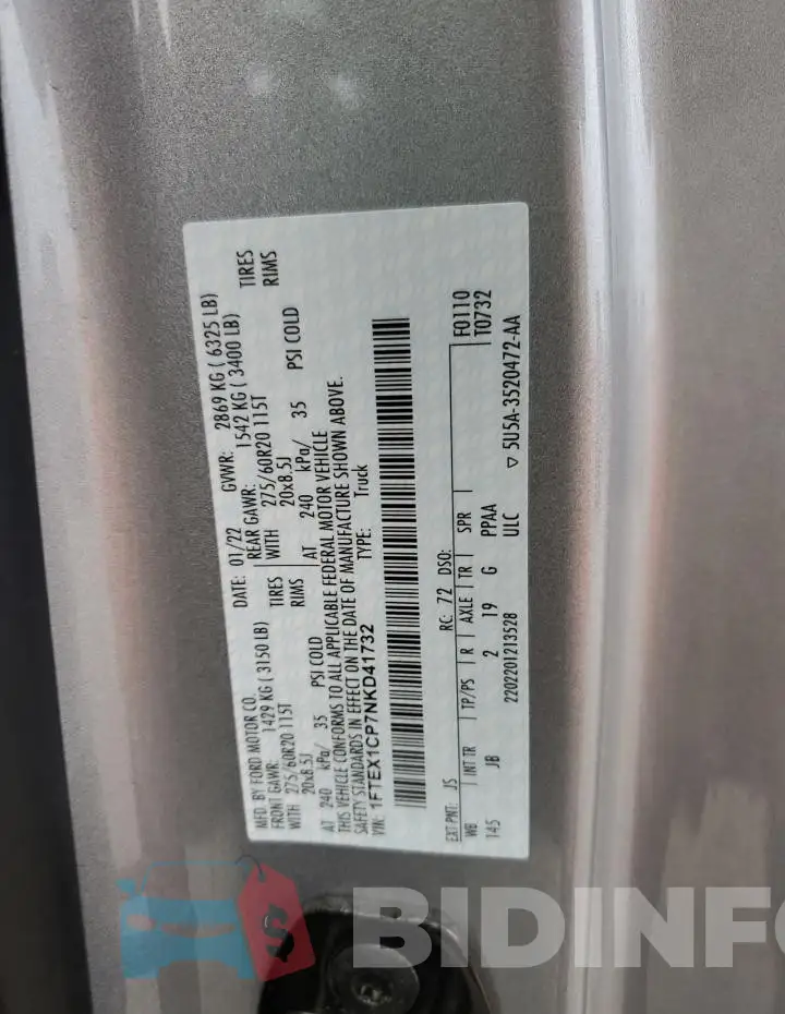 1FTEX1CP7NKD41732 Photo# 12