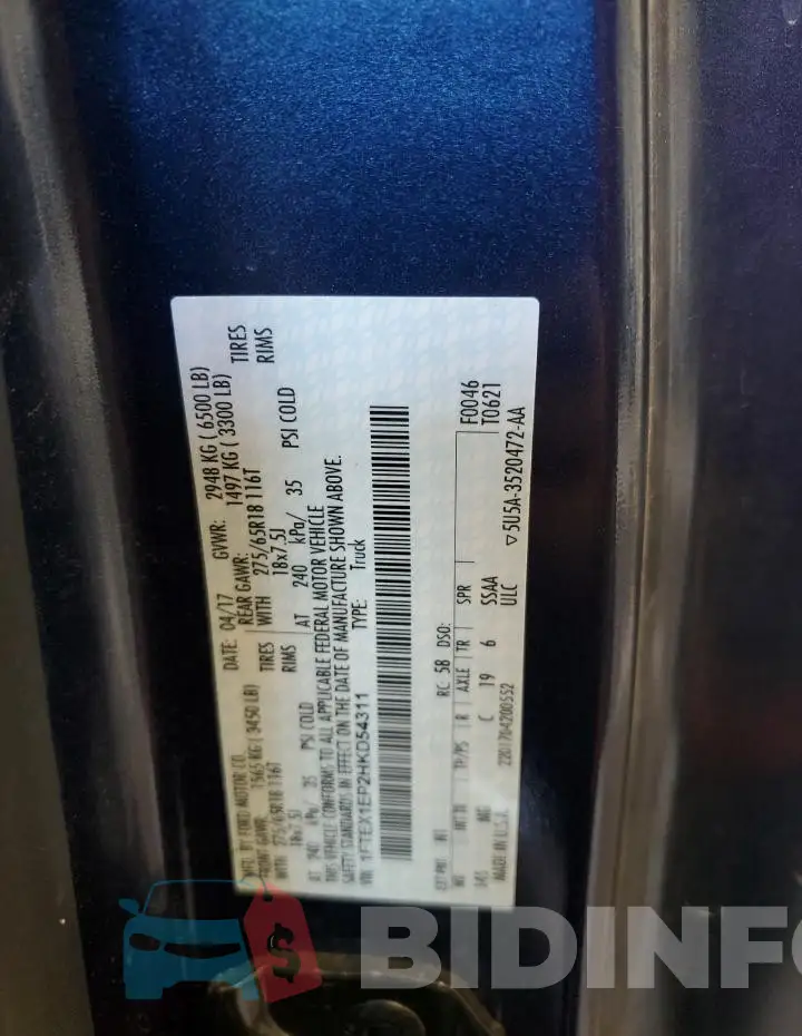 1FTEX1EP2HKD54311 Photo# 12