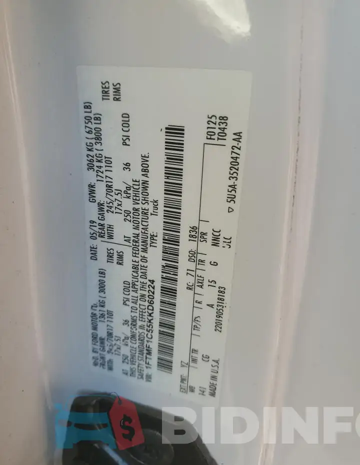 1FTMF1C55KKD60224 Photo# 12