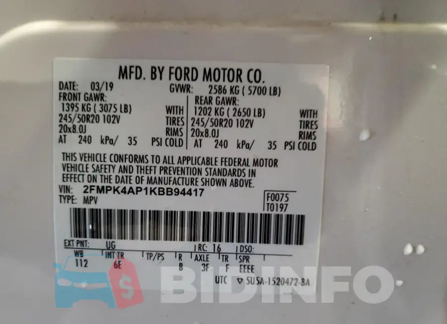 2FMPK4AP1KBB94417 Photo# 14