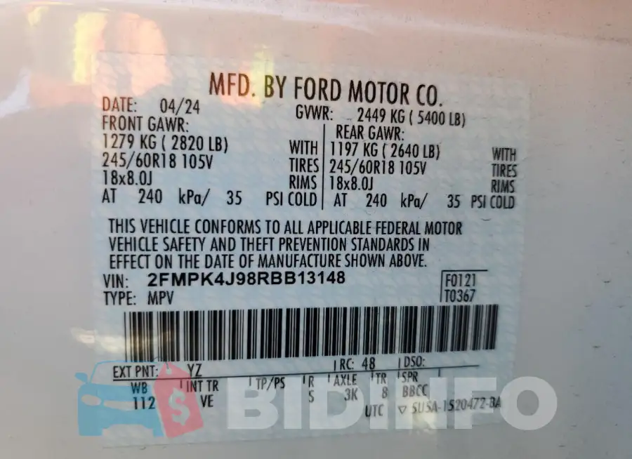 2FMPK4J98RBB13148 Photo# 13