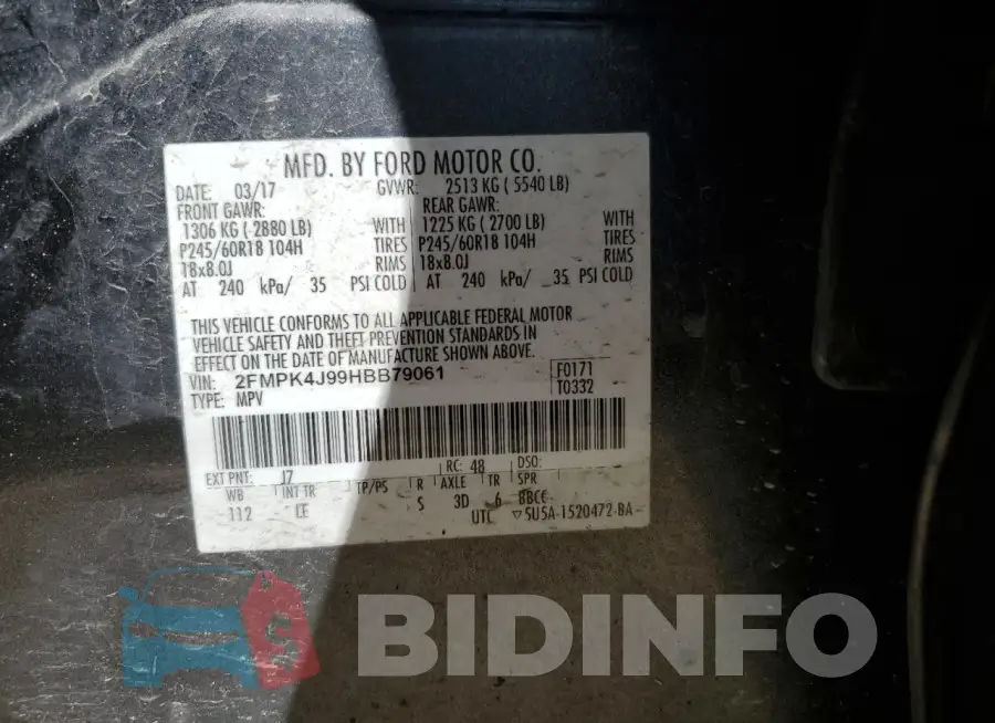 2FMPK4J99HBB79061 Photo# 13
