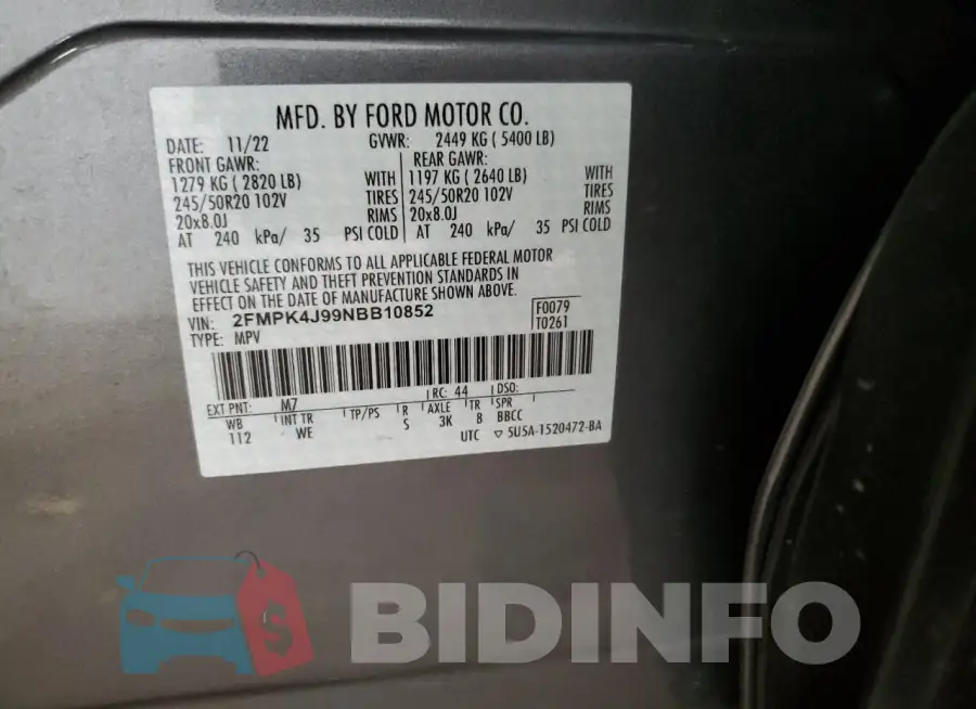 2FMPK4J99NBB10852 Photo# 13