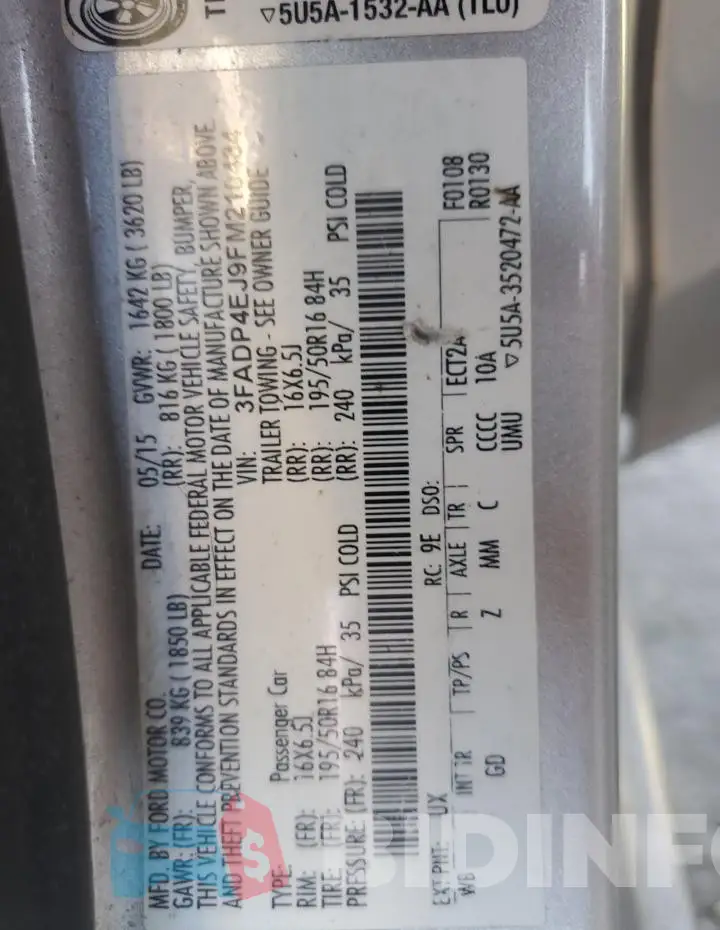 3FADP4EJ9FM210484 Photo# 12