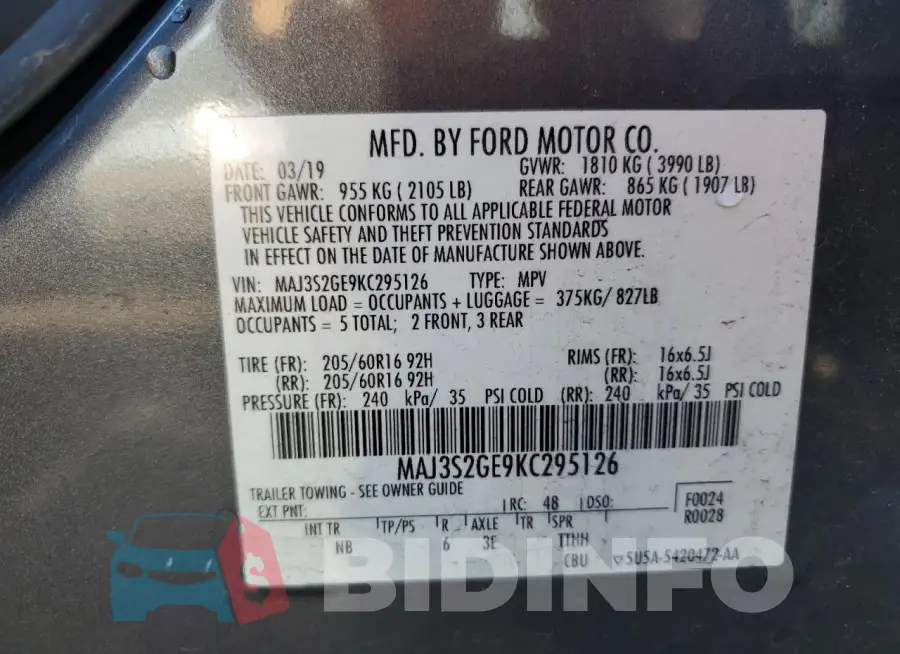 MAJ3S2GE9KC295126 Photo# 13