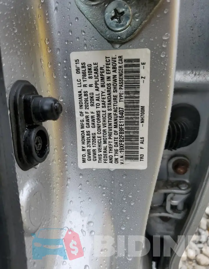 19XFB2F89FE116407 Photo# 12