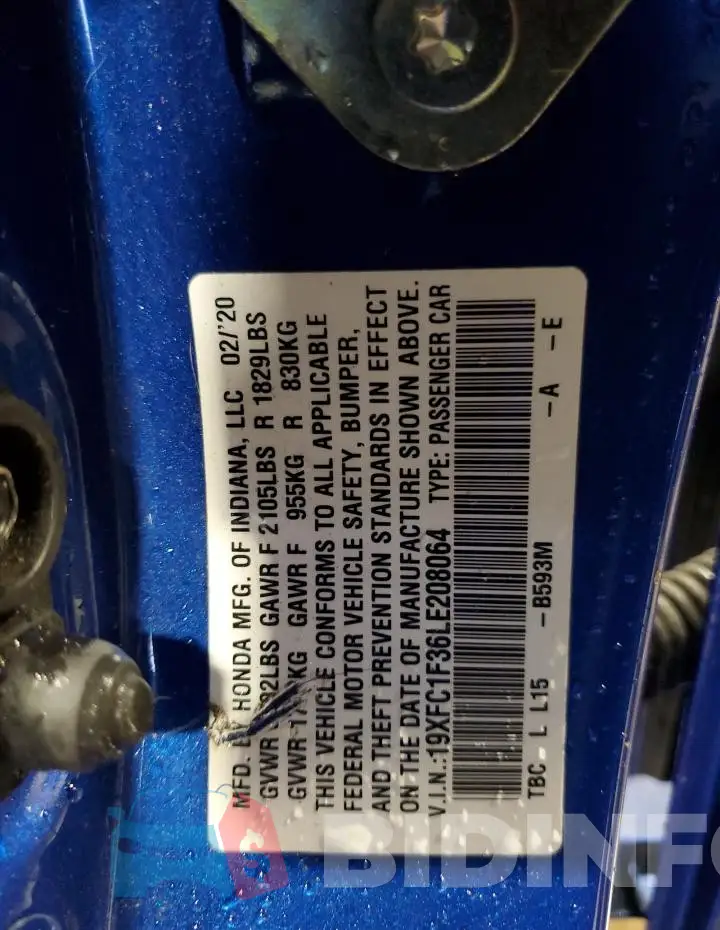 19XFC1F36LE208064 Photo# 13