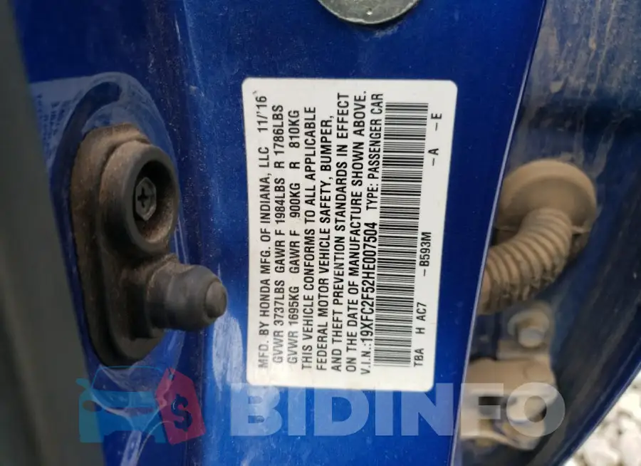 19XFC2F52HE007504 Photo# 13