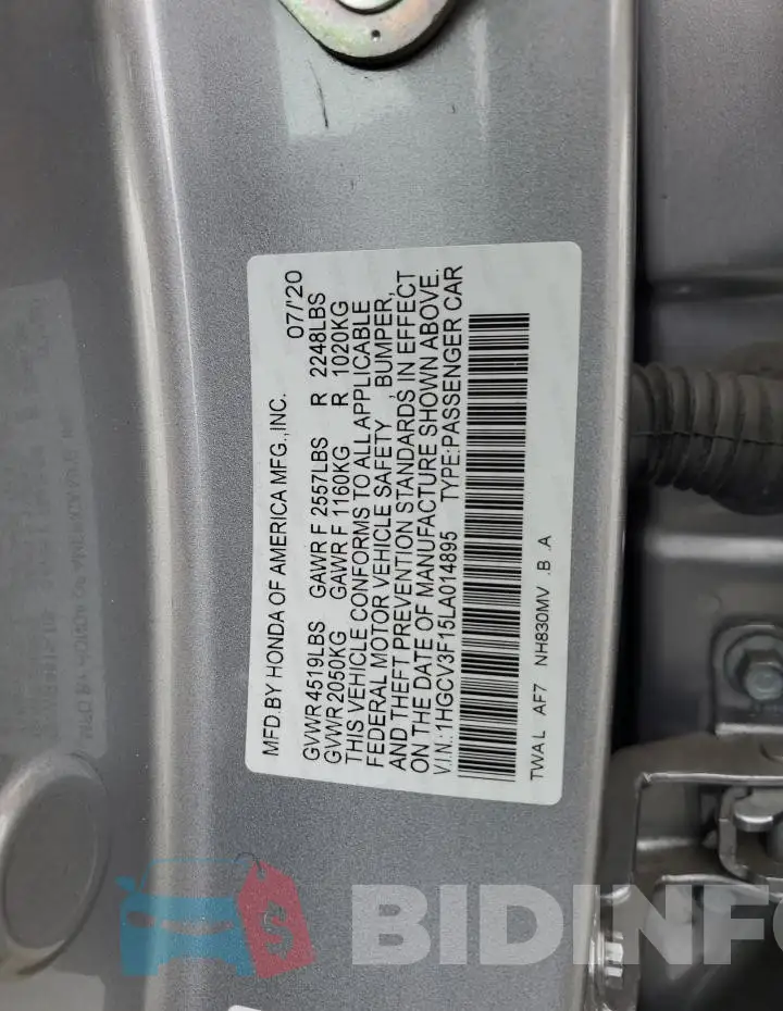 1HGCV3F15LA014895 Photo# 12