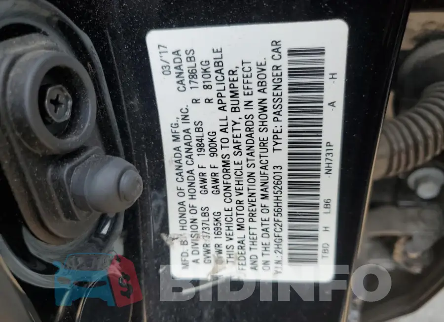 2HGFC2F56HH526013 Photo# 12