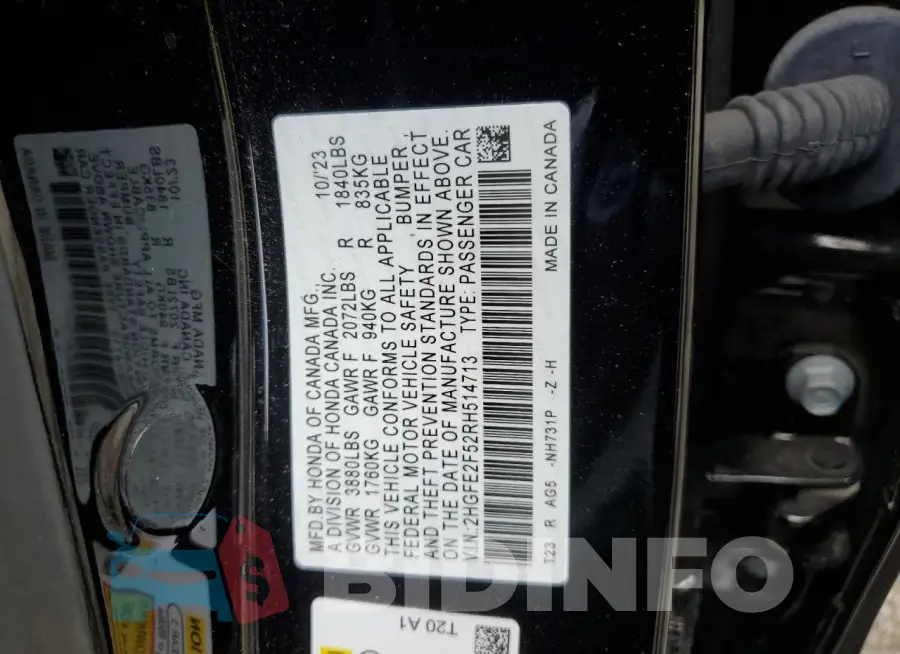 2HGFE2F52RH514713 Photo# 12