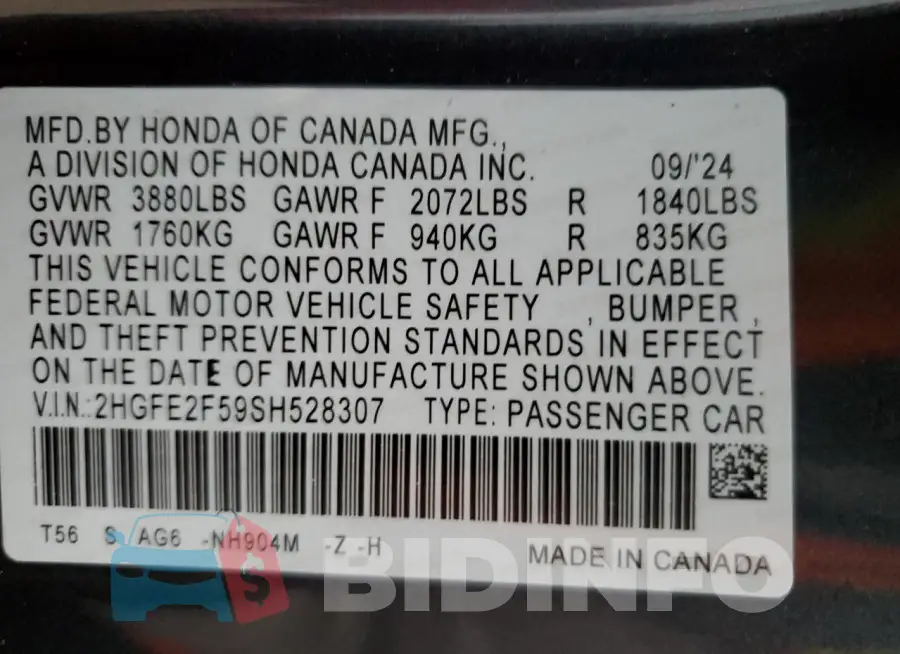 2HGFE2F59SH528307 Photo# 12