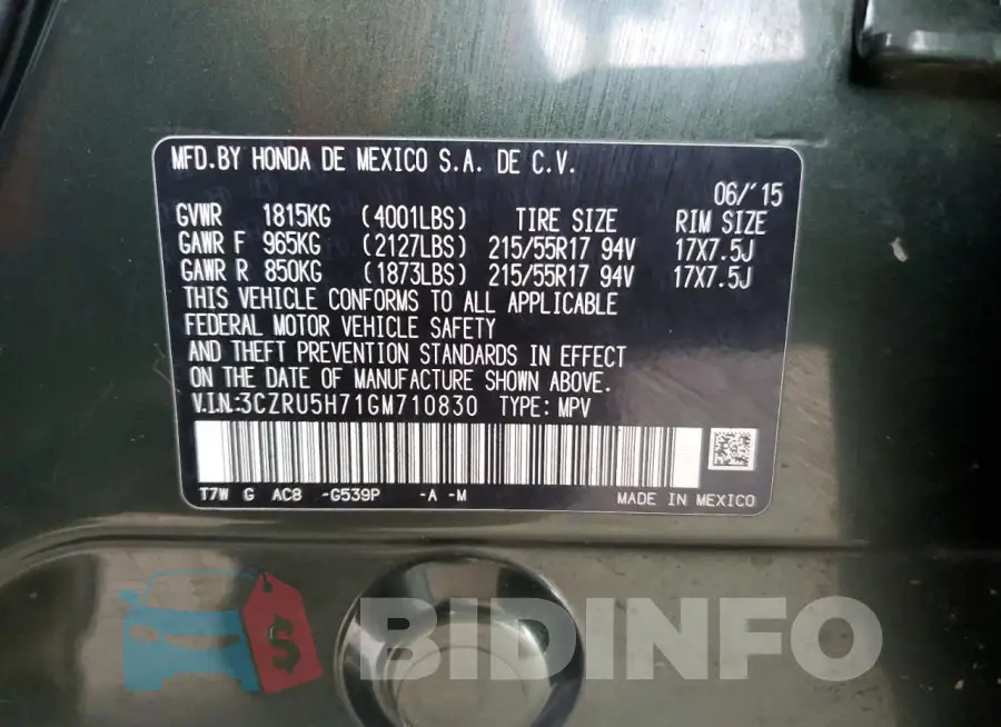 3CZRU5H71GM710830 Photo# 12
