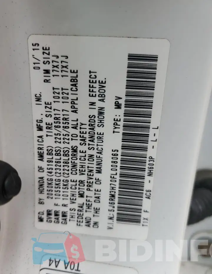 5J6RM3H70FL008065 Photo# 12